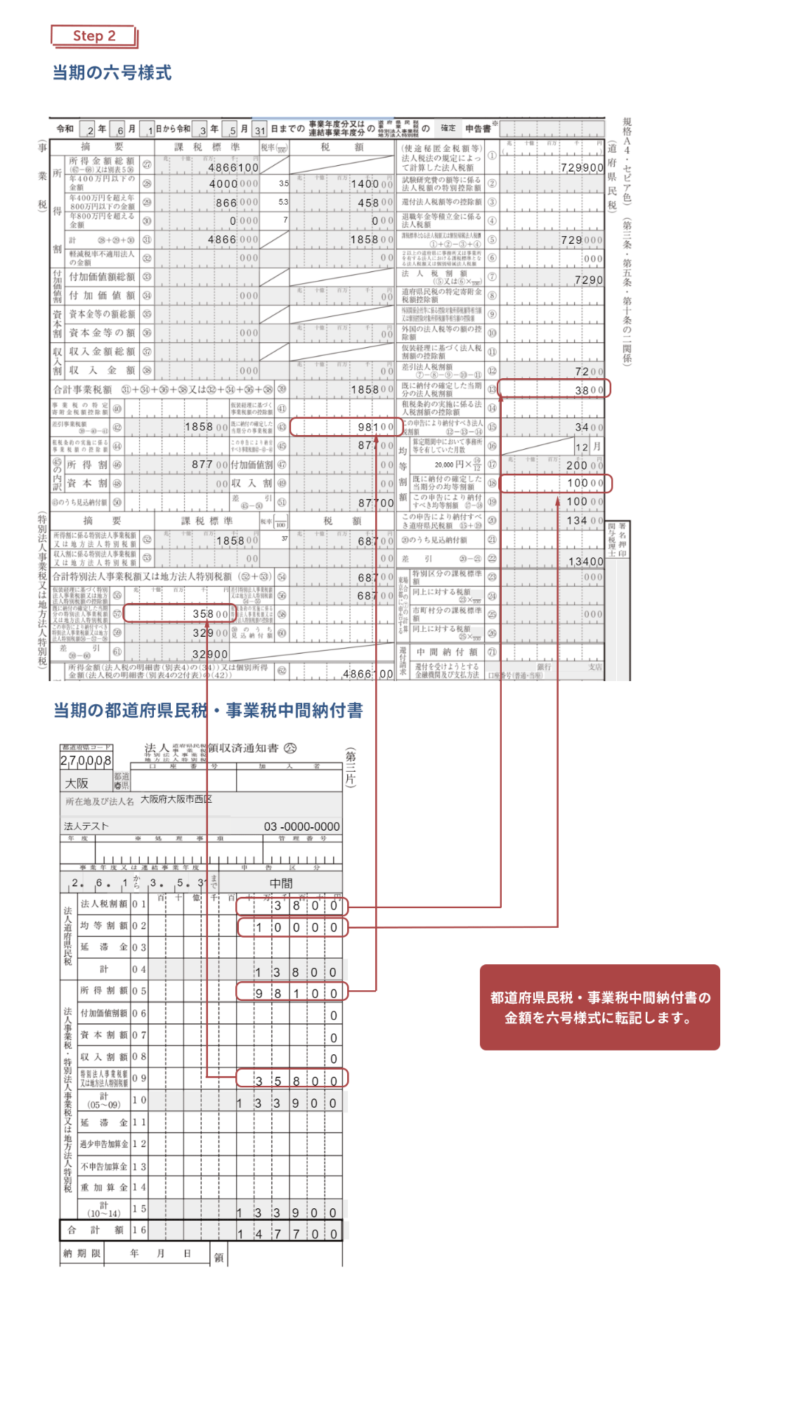 当期の六号様式のスクリーンショット