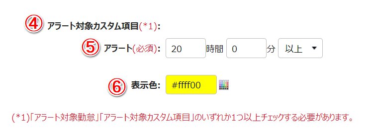 アラート登録画面のスクリーンショット