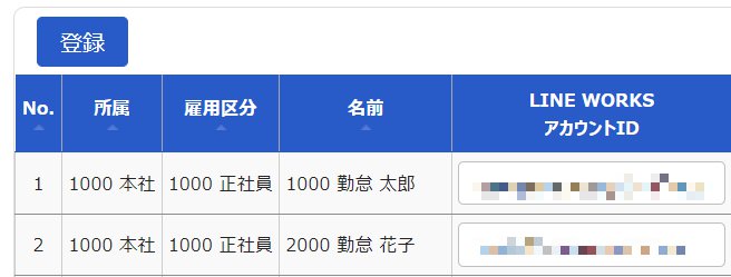 LINE WORKSアカウント設定画面のスクリーンショット