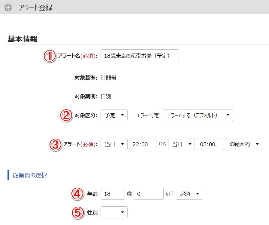 アラート登録画面のスクリーンショット