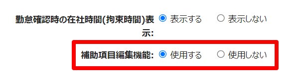 オプション画面の「補助項目編集機能」を指し示しているスクリーンショット