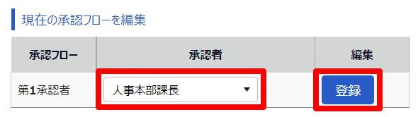 申請承認フロー登録画面のスクリーンショット