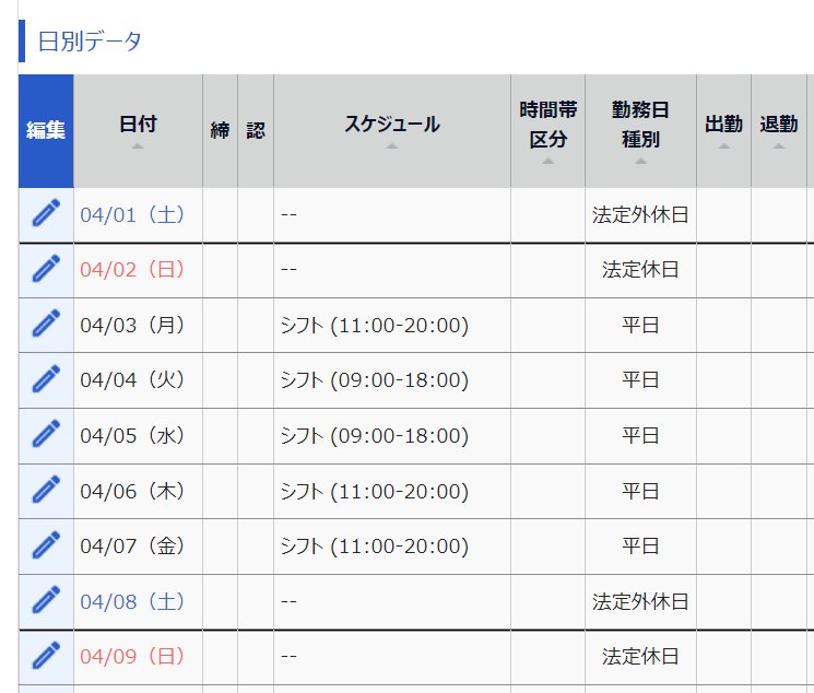 freee勤怠管理Plusのタイムカード画面のスクリーンショット
