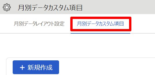 ［月別データカスタム項目］を指し示しているスクリーンショット"