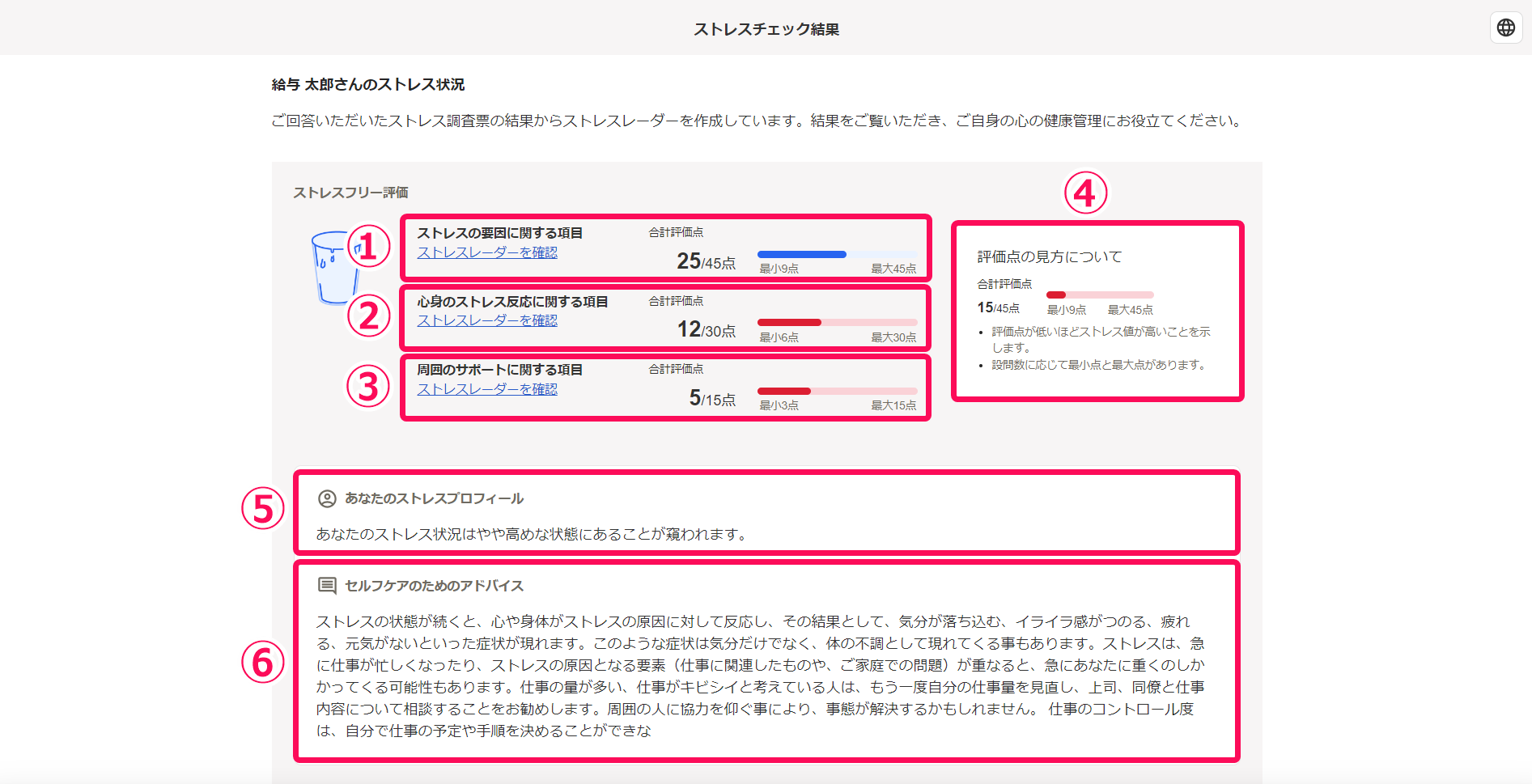 ストレスフリー評価のスクリーンショット