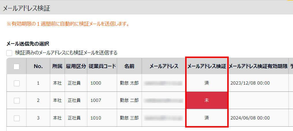 メールアドレス検証画面の「メールアドレス検証」を指し示しているスクリーンショット