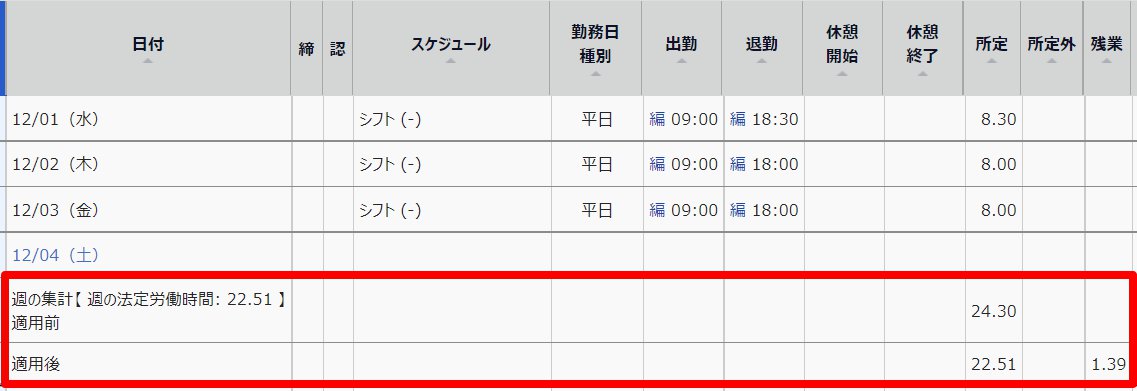 タイムカード画面のスクリーンショット