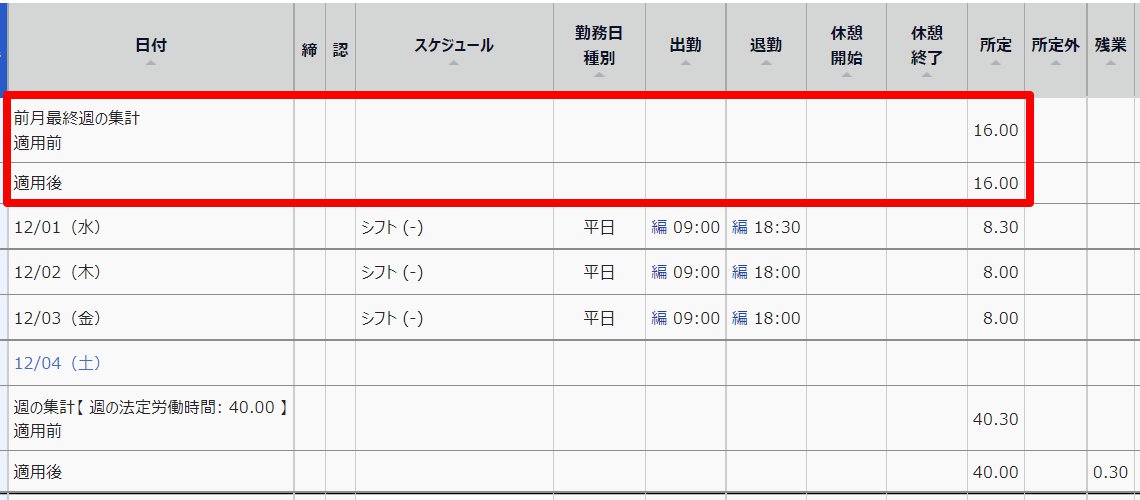 タイムカード画面のスクリーンショット