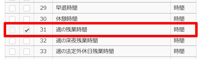 月別データ項目登録画面の「追加する項目の選択」部分のスクリーンショット