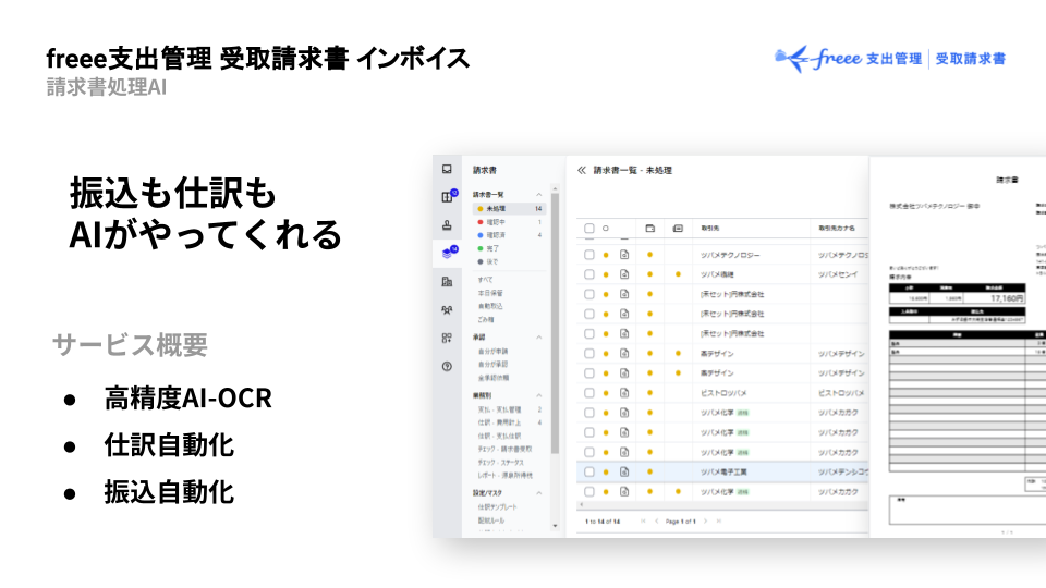 受取請求書インボイスのプロダクトの紹介画像