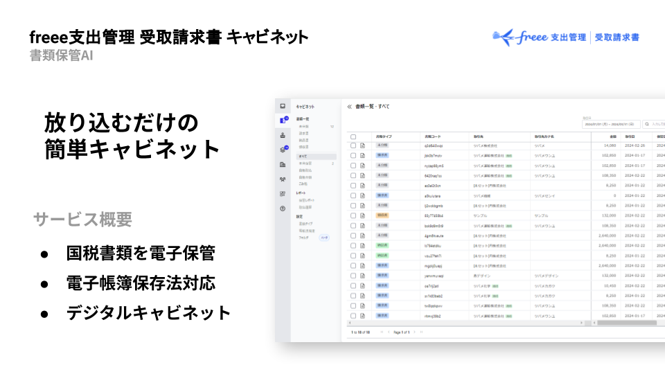 受取請求書キャビネットのプロダクトの紹介画像