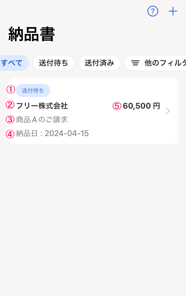 請求書の各項目に番号を割り振った画像