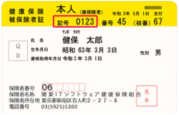 健康保険証のサンプル画像