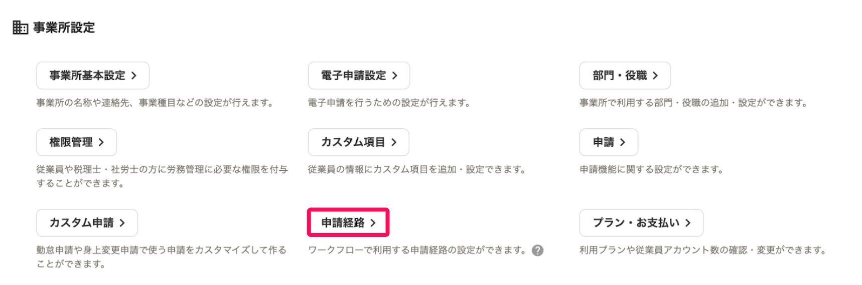 ［申請経路］を指し示すスクリーンショット
