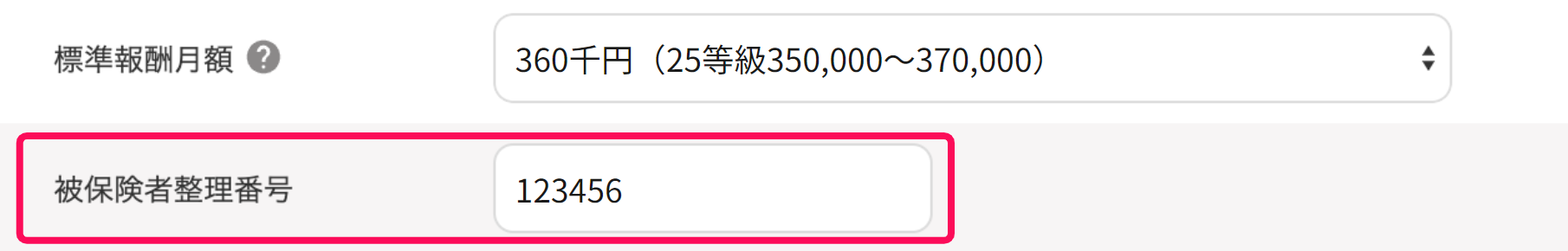 「社会保険」の編集画面の「被保険者整理番号」を指し示しているスクリーンショット