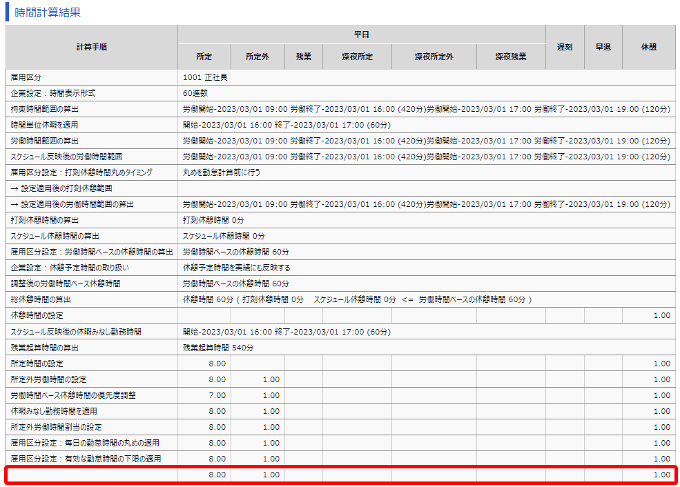 計算手順の表示例の最終行を指し示しているスクリーンショット