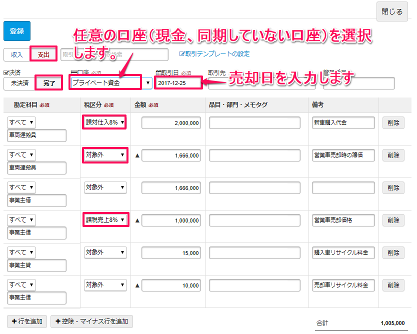 固定資産や有価証券の売却を記帳する Freee ヘルプセンター