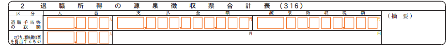 退職所得の源泉徴収票合計表部分のスクリーンショット