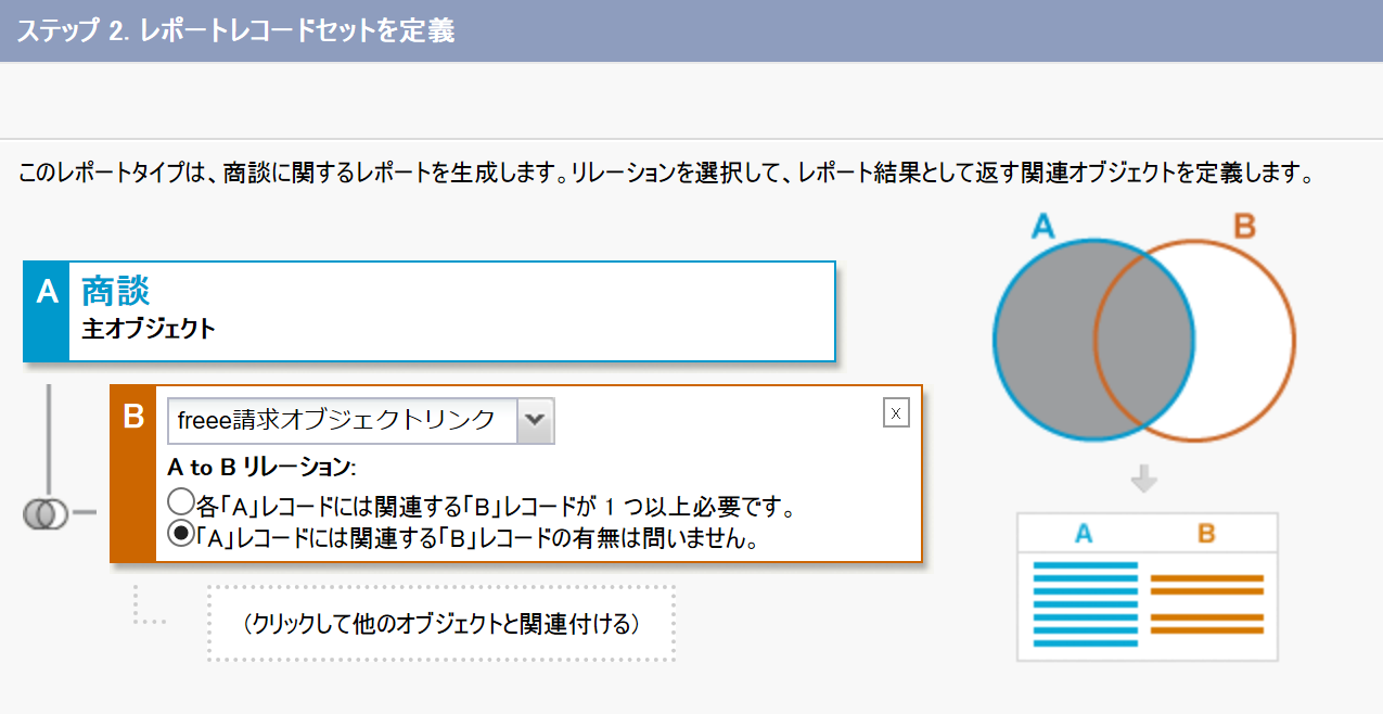 Step2. レポートレコードセットを定義画面のスクリーンショット