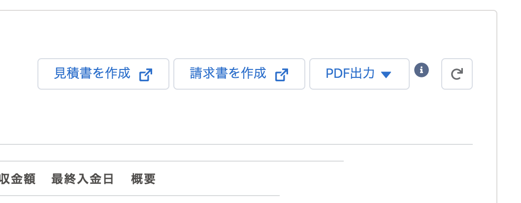 帳票を設定したオブジェクト（デフォルトの場合は商談）のレコードページ画面のスクリーンショット