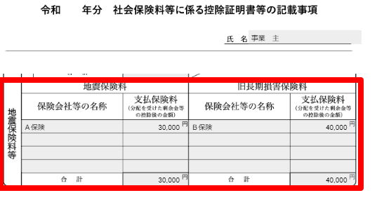 社会保険料等に係る控除証明書等の記載事項に登録内容が記載されている画面のスクリーンショット