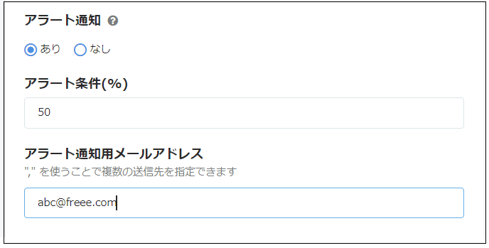 アラート通知画面のスクリーンショット