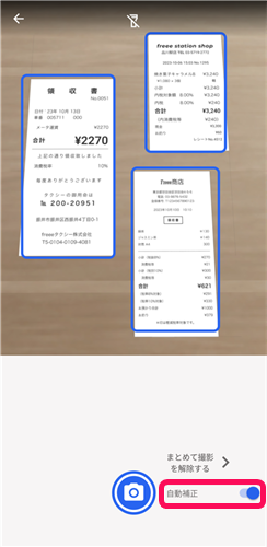 自動補正ボタンを指し示すスクリーンショット