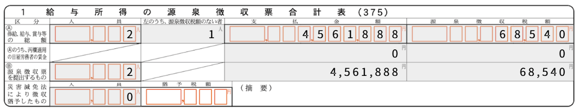 1. 給与所得の源泉徴収票合計表の画像