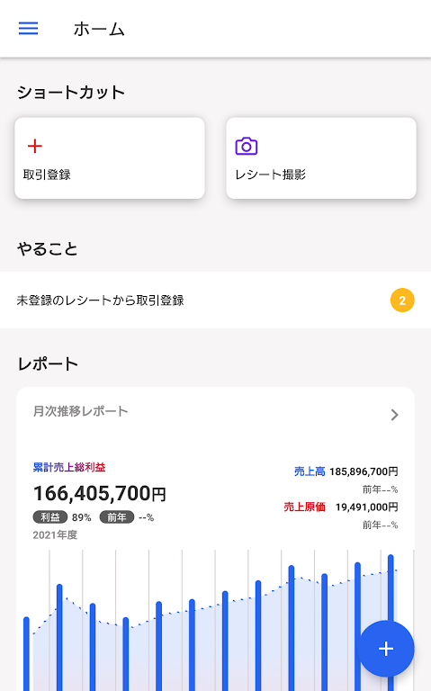 Android版ホーム画面のスクリーンショット