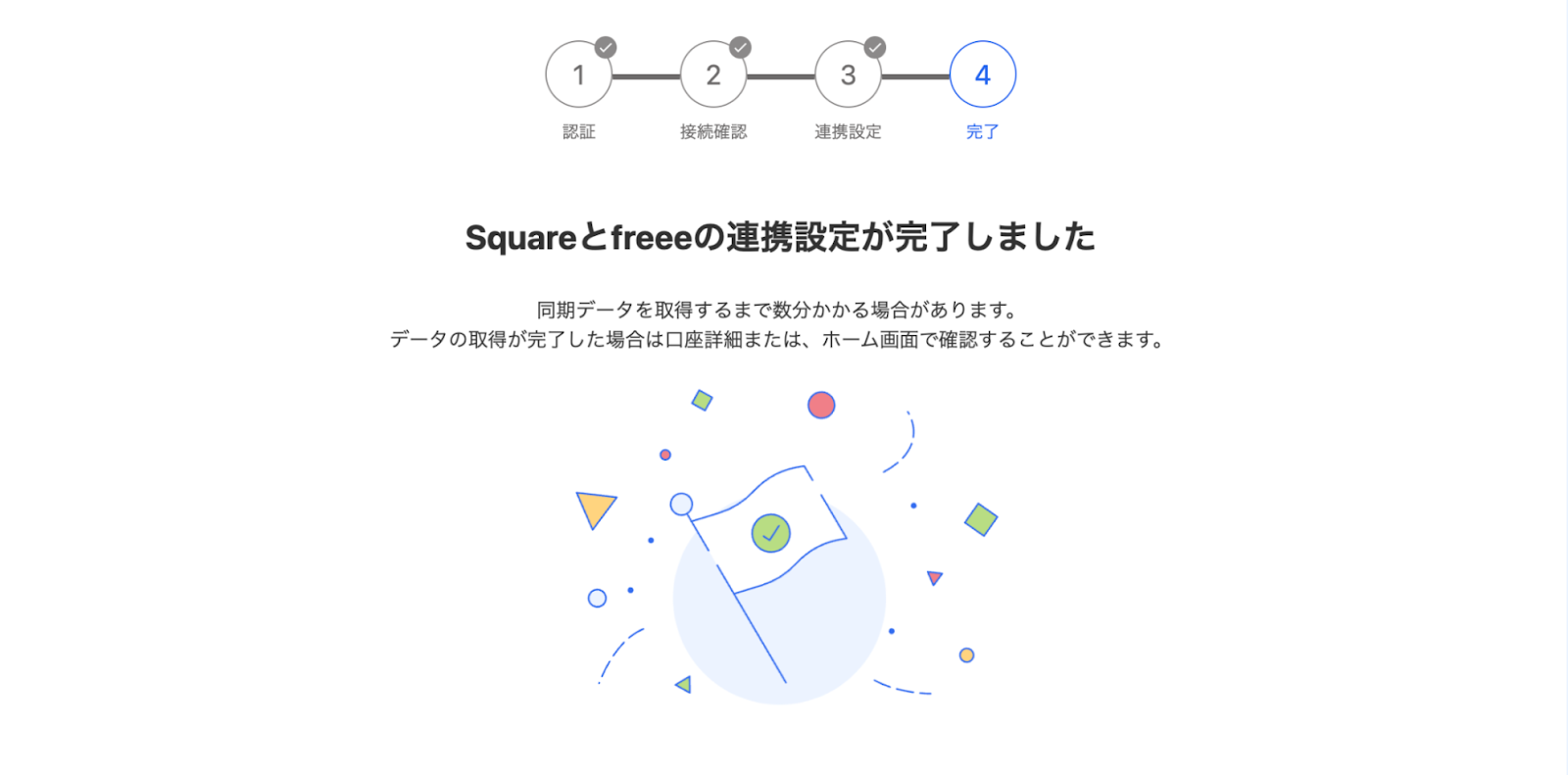 Square連携設定完了画面のスクリーンショット