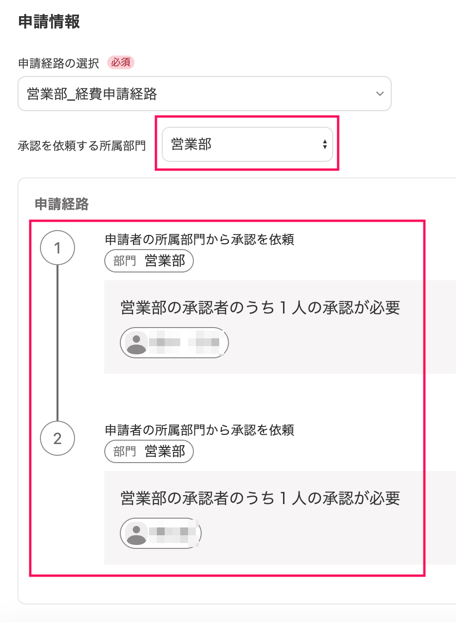 申請情報画面のスクリーンショット