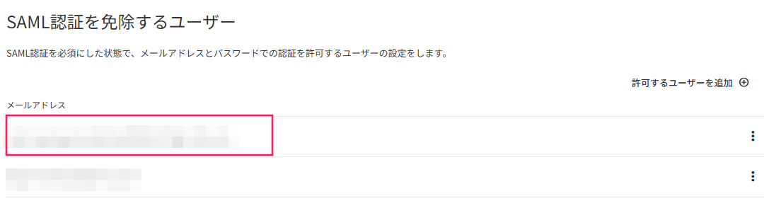 登録したユーザーのメールアドレスを指し示すスクリーンショット