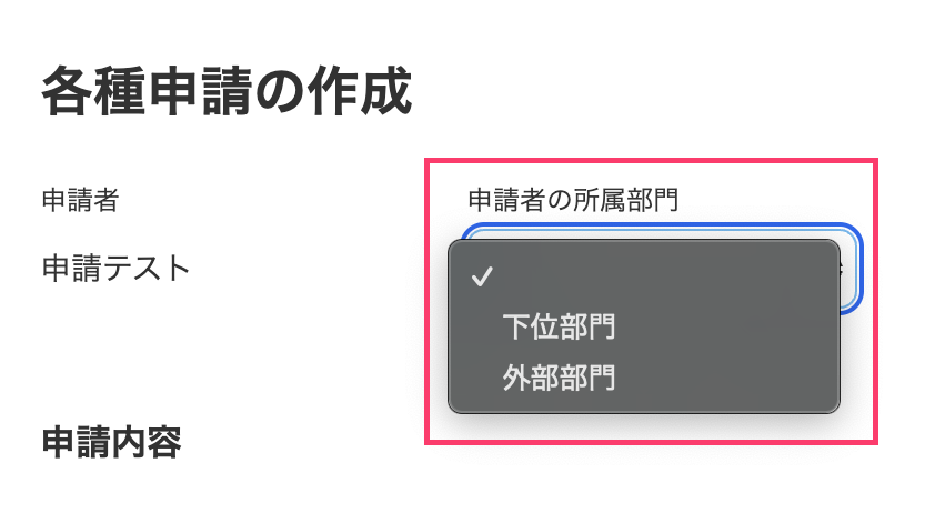 各種申請画面のスクリーンショット