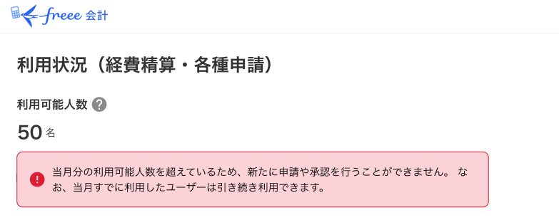 利用人数超過アラート画面のスクリーンショット