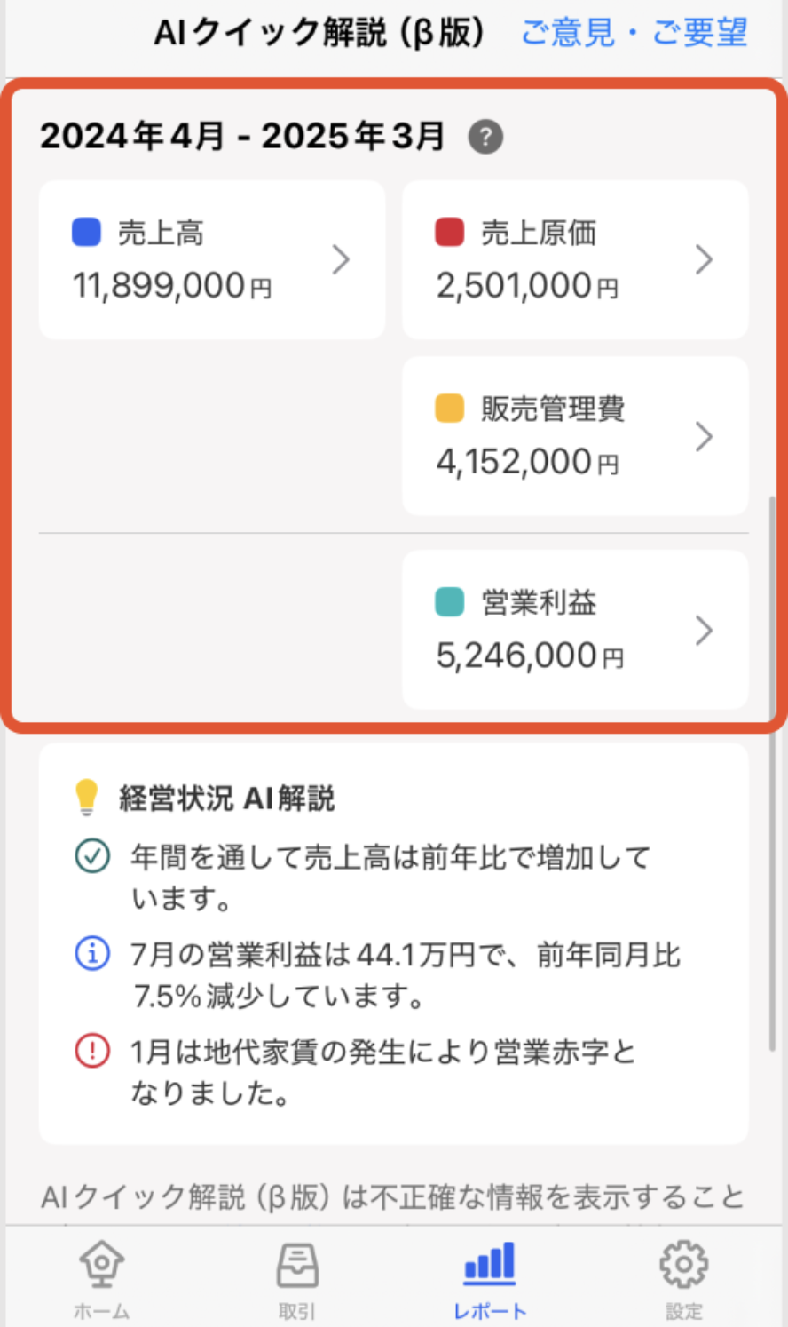 各項目の内訳を指し示しているスクリーンショット