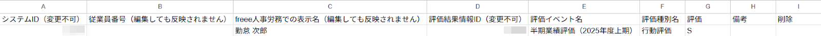 CSV編集画面のスクリーンショット