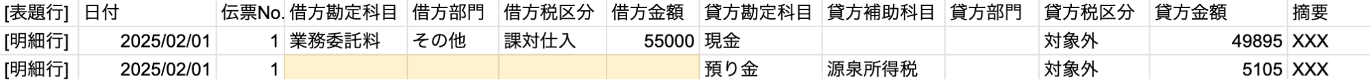 インポートデータ画面のスクリーンショット