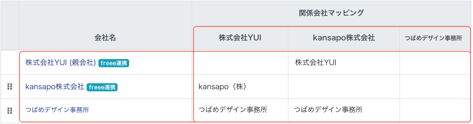 マッピング確認画面のスクリーンショット