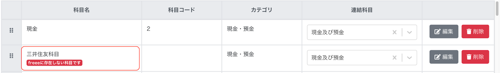 科目名を指し示しているスクリーンショット