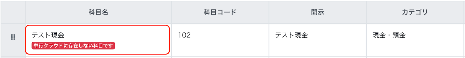 科目名を指し示しているスクリーンショット
