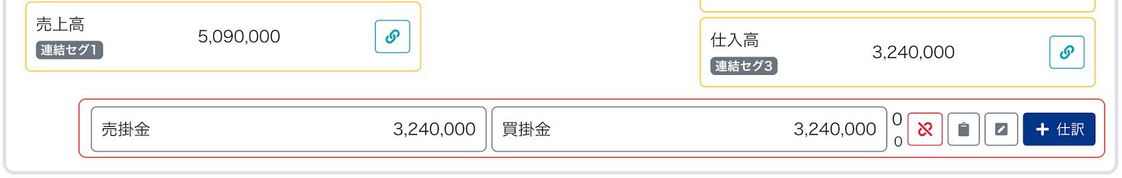 ＋仕訳ボタンを指し示しているスクリーンショット