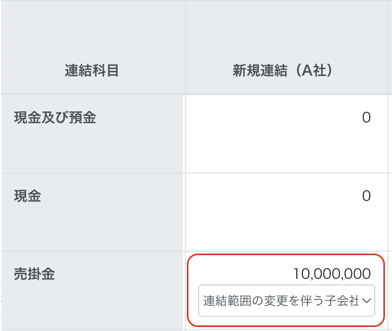 売掛金を指し示すスクリーンショット