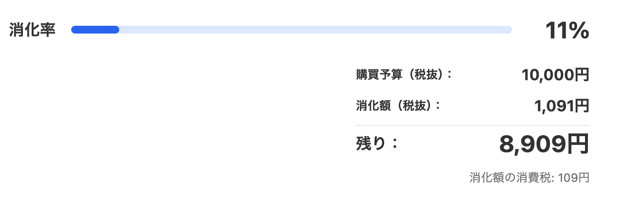 残金額を確認できるスクリーンショット