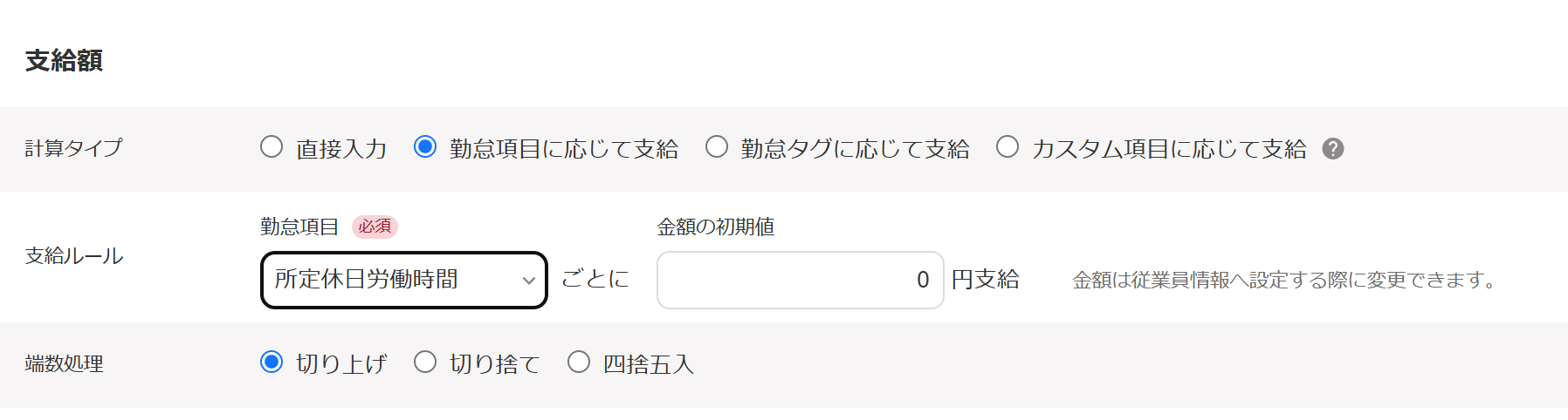 「支給額」セクションのスクリーンショット