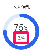 本人情報の円グラフで分数の数字を指し示しているスクリーンショット