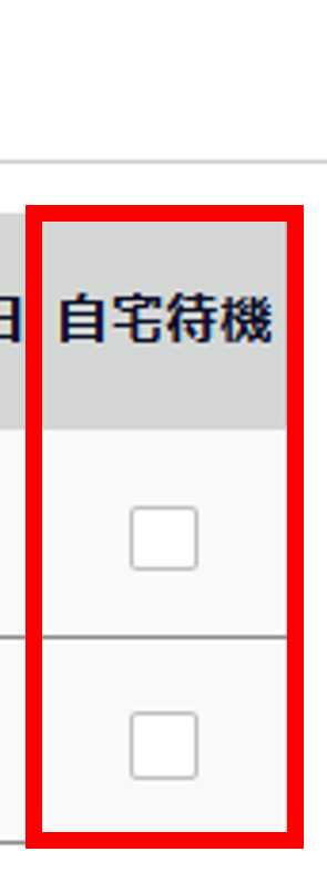 「自宅待機」の欄を指し示すスクリーンショット