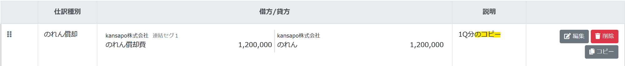 のコピーというテキストを指し示すスクリーンショット