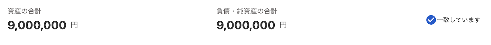 貸借金額の確認画面のスクリーンショット