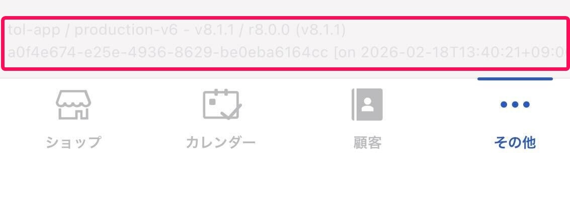 その他画面で「バージョンの情報」が表示されている様子を示すスクリーンショット