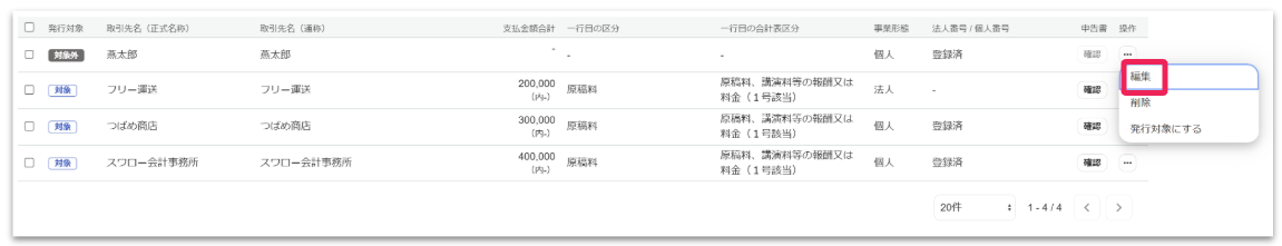編集ボタンを指し示すスクリーンショット